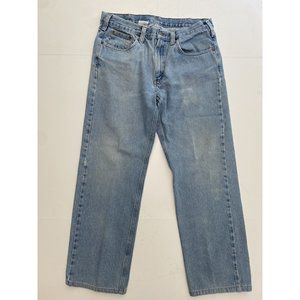 Carhartt Traditional Fit Work Jeans faded Blue Distressed Denim Mens Size 36x32